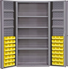 Durham - 10 Shelf 48 Bin Storage Cabinet - Steel, 36" Wide x 24" Deep x 72" High, Gray - Exact Tooling