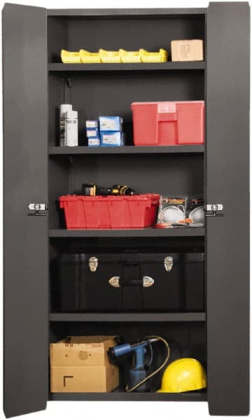 Durham - 4 Shelf Locking Storage Cabinet - Steel, 36" Wide x 20" Deep x 84" High, Gray - Exact Tooling