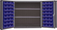 Durham - 2 Shelf 48 Bin Storage Cabinet - Steel, 36" Wide x 24" Deep x 72" High, Gray - Exact Tooling
