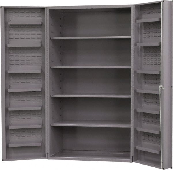 Durham - 4 Shelf Locking Storage Cabinet - Steel, 48" Wide x 24" Deep x 72" High, Gray - Exact Tooling