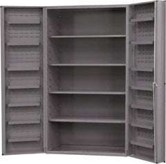 Durham - 4 Shelf Locking Storage Cabinet - Steel, 48" Wide x 24" Deep x 72" High, Gray - Exact Tooling