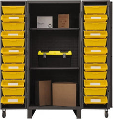 Durham - 2 Shelf 24 Bin Storage Cabinet - Steel, 36" Wide x 36" Deep x 78" High, Gray - Exact Tooling