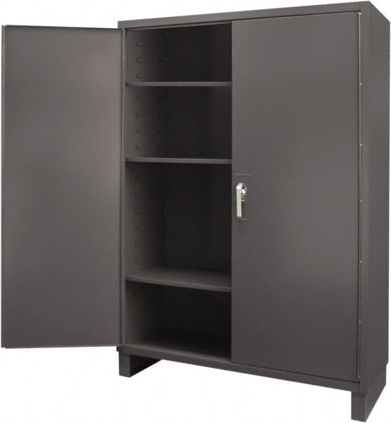 Durham - 3 Shelf Locking Storage Cabinet - Steel, 60" Wide x 24" Deep x 84" High, Gray - Exact Tooling