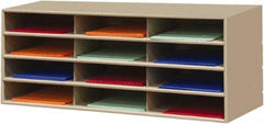 Durham - 38" Wide x 18" High x 16" Deep Steel Literature Holder - 12 Compartments, Tan, 11" Wide x 3" High x 11-5/8" Deep Compartment - Exact Tooling
