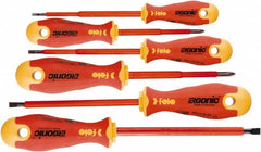Felo - 6 Piece Phillips & Slotted Screwdriver Set - Bit Sizes: Philips #1 to #2, Comes in Cardboard/Plastic Window - Exact Tooling