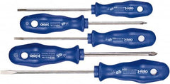 Felo - 5 Piece Phillips & Slotted Screwdriver Set - Bit Sizes: Philips #1 to #2, Comes in Cardboard/Plastic Window - Exact Tooling