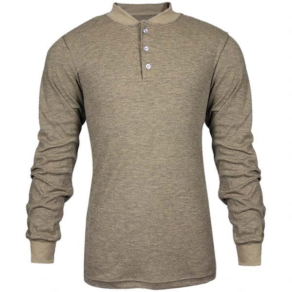 National Safety Apparel - Size 2XL Tan Flame Resistant/Retardant Long Sleeve T-Shirt - Exact Tooling