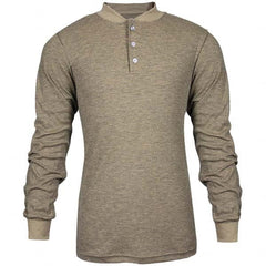 National Safety Apparel - Size 2XL Tan Flame Resistant/Retardant Long Sleeve T-Shirt - Exact Tooling