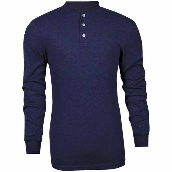 National Safety Apparel - Size L Navy Blue Flame Resistant/Retardant Long Sleeve T-Shirt - Exact Tooling