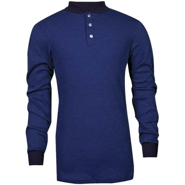 National Safety Apparel - Size 4XL Royal Blue Flame Resistant/Retardant Long Sleeve T-Shirt - Exact Tooling