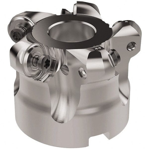 Seco - 2" Cut Diam, 6mm Max Depth, 3/4" Arbor Hole, 5 Inserts, RNMU12.. Insert Style, Indexable Copy Face Mill - R220.28 Cutter Style, 12,500 Max RPM, 1-1/2 High, Through Coolant, Series R220 - Exact Tooling