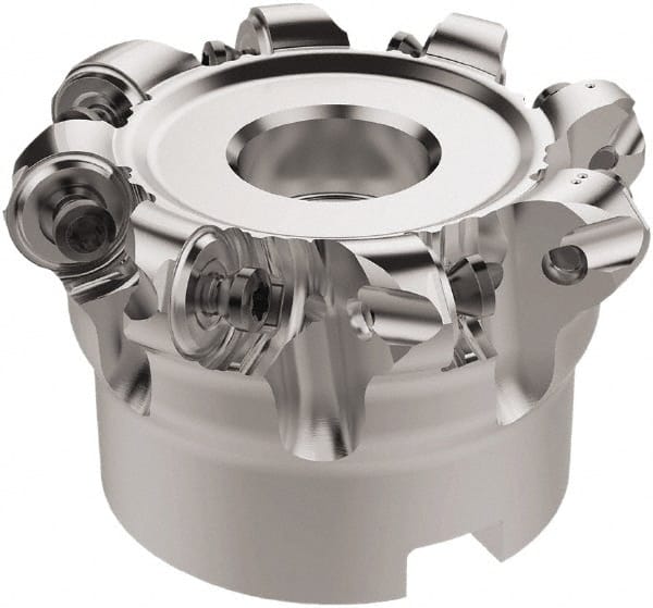 Seco - 63mm Cut Diam, 6mm Max Depth, 22mm Arbor Hole, 8 Inserts, RNMU12.. Insert Style, Indexable Copy Face Mill - R220.28 Cutter Style, 10,000 Max RPM, 40mm High, Through Coolant, Series R220 - Exact Tooling