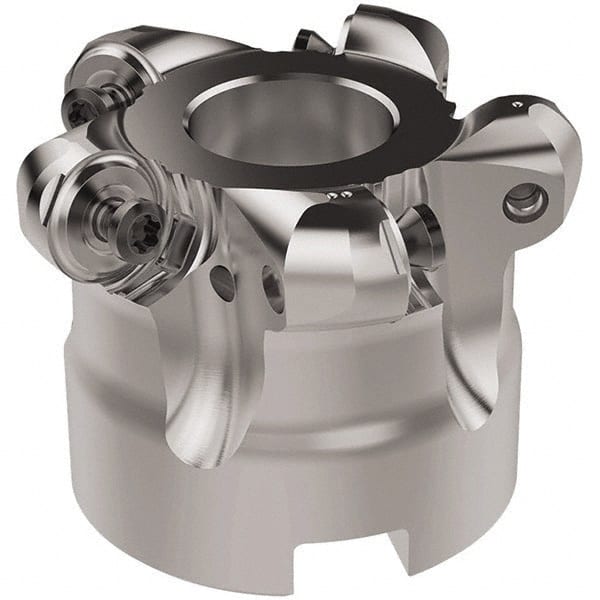 Seco - 52mm Cut Diam, 6mm Max Depth, 22mm Arbor Hole, 5 Inserts, RNMU12.. Insert Style, Indexable Copy Face Mill - R220.28 Cutter Style, 12,300 Max RPM, 40mm High, Through Coolant, Series R220 - Exact Tooling