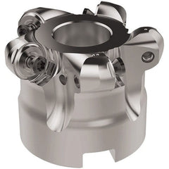 Seco - 52mm Cut Diam, 6mm Max Depth, 22mm Arbor Hole, 5 Inserts, RNMU12.. Insert Style, Indexable Copy Face Mill - R220.28 Cutter Style, 12,300 Max RPM, 40mm High, Through Coolant, Series R220 - Exact Tooling