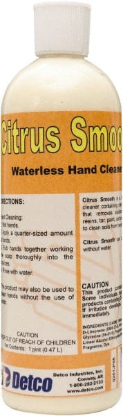Detco - 16 oz Squeeze Bottle Waterless Cream Waterless Hand Cleaner - Yellow, Citrus Scent - Exact Tooling