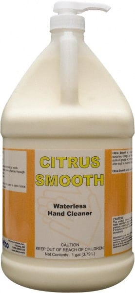 Detco - 1 Gal Pump Bottle Waterless Cream Waterless Hand Cleaner - Yellow, Citrus Scent - Exact Tooling