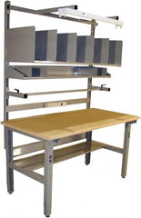 Proline - 72 Wide x 30" Deep x 36" High, Coated MDF Workbench - Adjustable Height Legs, Light Gray - Exact Tooling