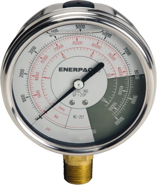 Enerpac - Hydraulic Pressure Gages & Adapters Type: Liquid-Filled Gauge Pressure Rating: 0 - 10000 - Exact Tooling