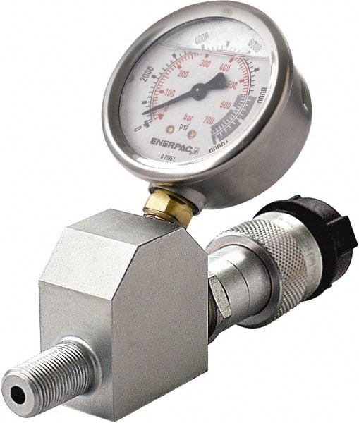 Enerpac - Hydraulic Pressure Gages & Adapters Type: Liquid-Filled Gauge Pressure Rating: 0 - 10000 - Exact Tooling