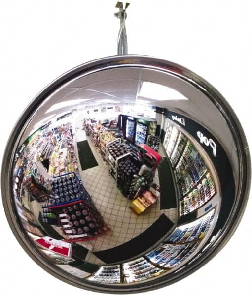 Se-Kure Domes&Mirrors - Indoor Round Convex Safety, Traffic & Inspection Mirrors - Acrylic Lens, Hardboard Backing, 16" Diam, 48' Max Covered Distance - Exact Tooling