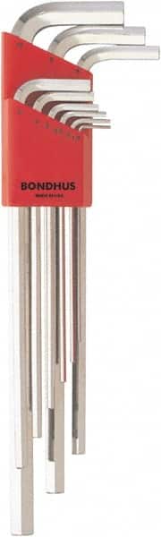 Bondhus - 9 Piece, L-Key Hex Key Set - 1.5 to 10mm Range, Protanium High Torque Steel - Exact Tooling