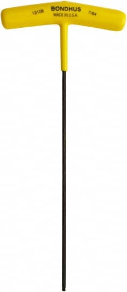 Bondhus - 7/64" Hex, T-Handle, Ball End Hex Key - 7.3" OAL, Protanium High Torque Steel, Inch System of Measurement - Exact Tooling