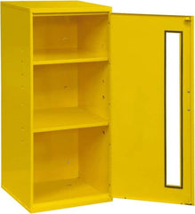 Durham - 2 Shelf Wall Storage Cabinet - Steel, 13-3/4" Wide x 12-3/4" Deep x 30" High, Yellow - Exact Tooling