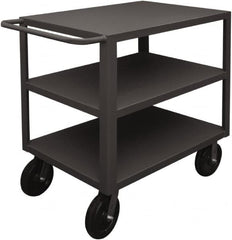 Durham - 5,000 Lb Capacity, 24" Wide x 36" Long x 40-1/4" High Heavy Duty Service Cart - 3 Shelf, Steel, 2 Rigid/2 Swivel Casters - Exact Tooling