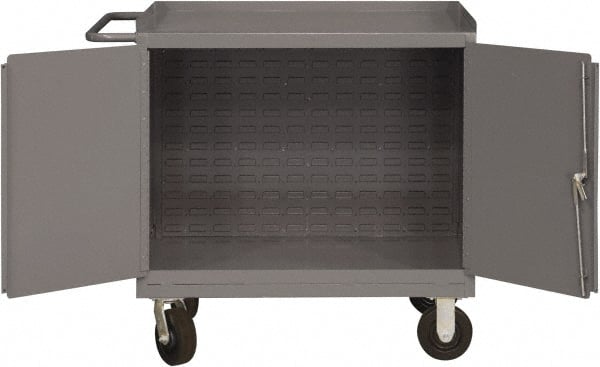 Durham - 2,000 Lb Capacity, 24" Wide x 36" Long x 40-1/2" High Mobile Cart - 2 Door, Steel, 2 Rigid/2 Swivel Casters - Exact Tooling