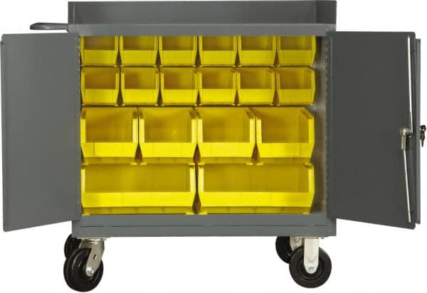 Durham - 2,000 Lb Capacity, 24" Wide x 36" Long x 40-1/2" High Mobile Cart - 2 Door, Steel, 2 Rigid/2 Swivel Casters - Exact Tooling