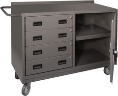 Durham - 1,200 Lb Capacity, 18" Wide x 48" Long x 30-3/4" High Mobile Cart - 1 Door, 4 Drawer, 1 Shelf, Steel, 2 Rigid/2 Swivel Casters - Exact Tooling