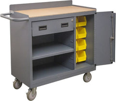 Durham - 1,200 Lb Capacity, 18" Wide x 36" Long x 39-3/4" High Mobile Cart - 1 Door, 1 Drawer, 1 Shelf, Steel, 2 Rigid/2 Swivel Casters - Exact Tooling