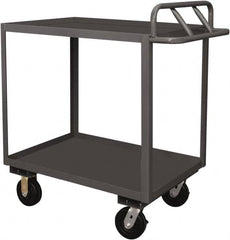 Durham - 3,600 Lb Capacity, 24" Wide x 48" Long x 37-5/8" High Service Cart - 2 Shelf, Steel, 2 Rigid/2 Swivel Casters - Exact Tooling