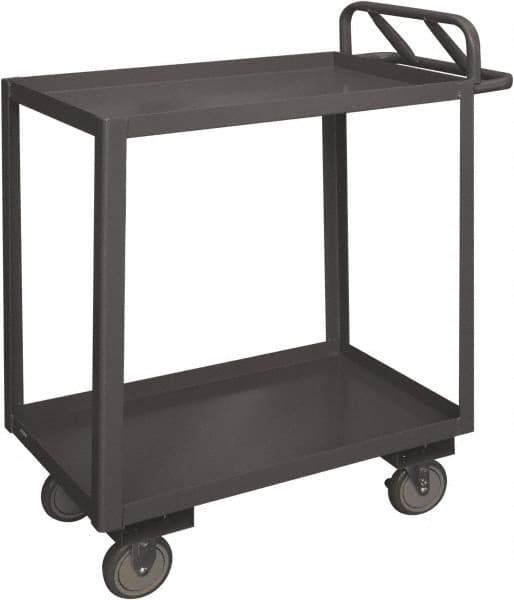 Durham - 1,200 Lb Capacity, 18" Wide x 36" Long x 37-5/8" High Service Cart - 2 Shelf, Steel, 2 Rigid/2 Swivel Casters - Exact Tooling