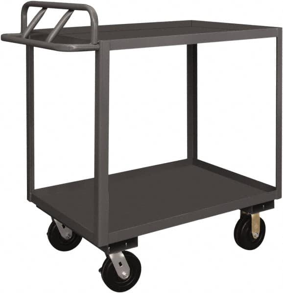 Durham - 3,600 Lb Capacity, 18" Wide x 36" Long x 37-5/8" High Service Cart - 2 Shelf, Steel, 2 Rigid/2 Swivel Casters - Exact Tooling