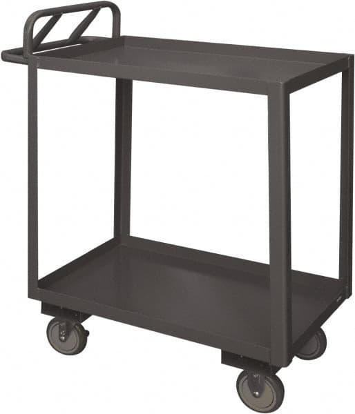 Durham - 1,200 Lb Capacity, 18" Wide x 30" Long x 38" High Service Cart - 2 Shelf, Steel, 2 Rigid/2 Swivel Casters - Exact Tooling