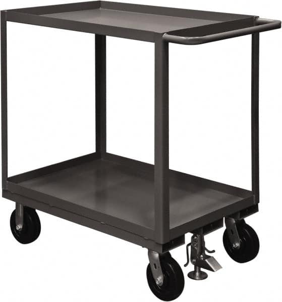 Durham - 2,400 Lb Capacity, 30" Wide x 60" Long x 37-5/8" High Service Cart - 2 Shelf, Steel, 2 Rigid/2 Swivel Casters - Exact Tooling