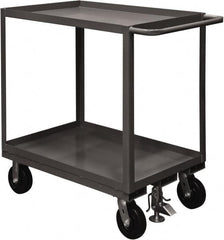 Durham - 2,400 Lb Capacity, 30" Wide x 60" Long x 37-5/8" High Service Cart - 2 Shelf, Steel, 2 Rigid/2 Swivel Casters - Exact Tooling