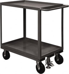 Durham - 2,400 Lb Capacity, 30" Wide x 48" Long x 37-5/8" High Service Cart - 2 Shelf, Steel, 2 Rigid/2 Swivel Casters - Exact Tooling