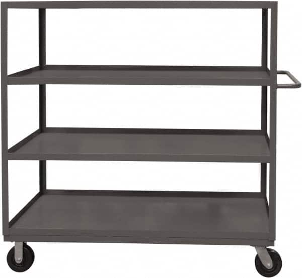 Durham - 3,000 Lb Capacity, 24" Wide x 48" Long x 59-1/2" High Service Cart - 4 Shelf, Steel, 2 Rigid/2 Swivel Casters - Exact Tooling