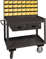 Durham - 1,200 Lb Capacity, 24" Wide x 36" Long x 64-1/8" High Service Cart - 2 Drawer, 2 Shelf, Steel, 2 Rigid/2 Swivel Casters - Exact Tooling