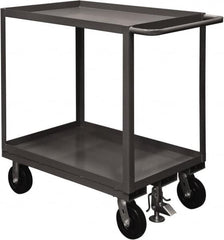 Durham - 2,400 Lb Capacity, 24" Wide x 36" Long x 37-5/8" High Service Cart - 2 Shelf, Steel, 2 Rigid/2 Swivel Casters - Exact Tooling