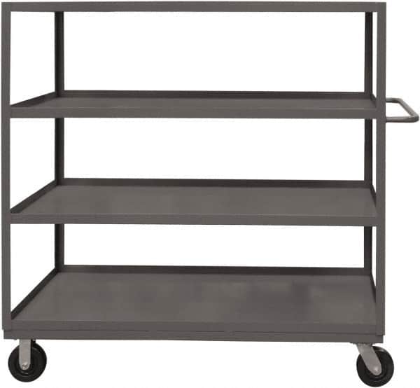 Durham - 1,200 Lb Capacity, 18" Wide x 30" Long x 55-5/8" High Service Cart - 4 Shelf, Steel, 2 Rigid/2 Swivel Casters - Exact Tooling