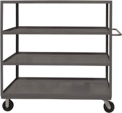 Durham - 1,200 Lb Capacity, 18" Wide x 30" Long x 55-5/8" High Service Cart - 4 Shelf, Steel, 2 Rigid/2 Swivel Casters - Exact Tooling