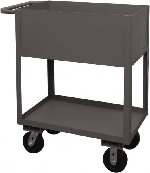Durham - 1,200 Lb Capacity, 18" Wide x 30" Long x 39-1/16" High Service Cart - 2 Shelf, Steel, 2 Rigid/2 Swivel Casters - Exact Tooling
