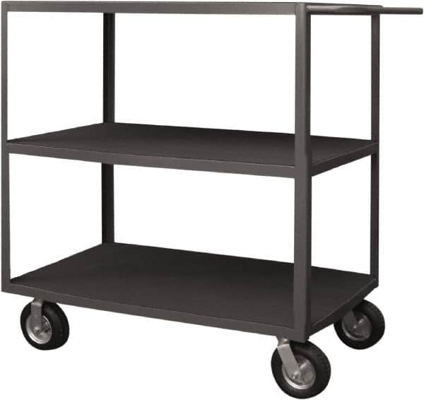 Durham - 1,200 Lb Capacity, 36" Wide x 72" Long x 50" High Instrument Cart - 3 Shelf, Steel, 2 Rigid/2 Swivel Casters - Exact Tooling
