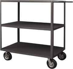 Durham - 1,200 Lb Capacity, 36" Wide x 72" Long x 50" High Instrument Cart - 3 Shelf, Steel, 2 Rigid/2 Swivel Casters - Exact Tooling
