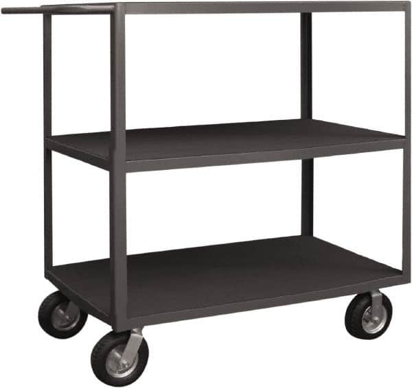 Durham - 1,200 Lb Capacity, 30" Wide x 60" Long x 55-3/8" High Instrument Cart - 3 Shelf, Steel, 2 Rigid/2 Swivel Casters - Exact Tooling