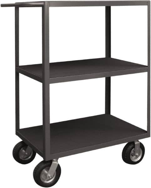 Durham - 1,200 Lb Capacity, 24" Wide x 48" Long x 50" High Instrument Cart - 3 Shelf, Steel, 2 Rigid/2 Swivel Casters - Exact Tooling
