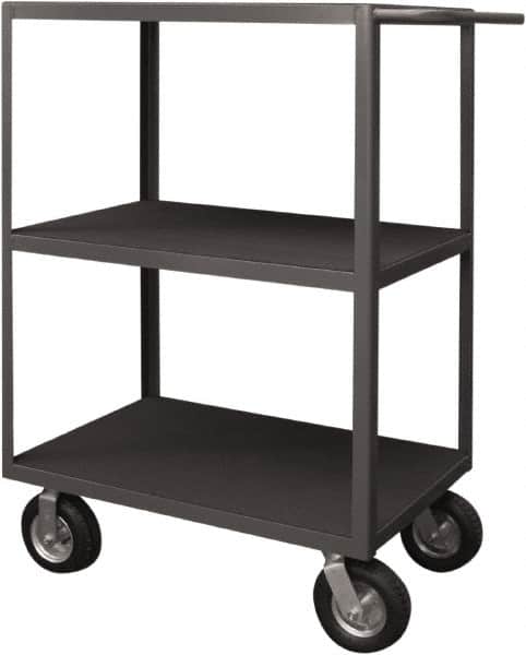 Durham - 1,200 Lb Capacity, 24" Wide x 36" Long x 50" High Instrument Cart - 3 Shelf, Steel, 2 Rigid/2 Swivel Casters - Exact Tooling